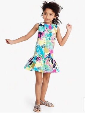 Girls' Multicolor Floral Sleeveless Ruffle Hem Dress